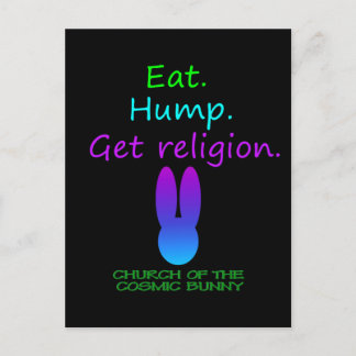 Eat Hump Religion Cosmic Bunny Postcard
