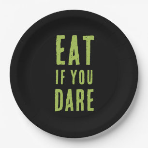 Eat If You Dare Spooky Funny Halloween Party Paper Plates