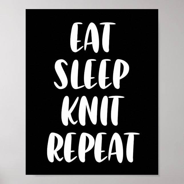 Eat Knit Sleep Repeat dark poster (Front)