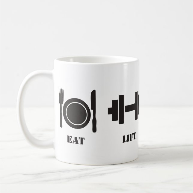 Eat, Lift, Sleep, Repeat - Bodybuilding Mug (Left)