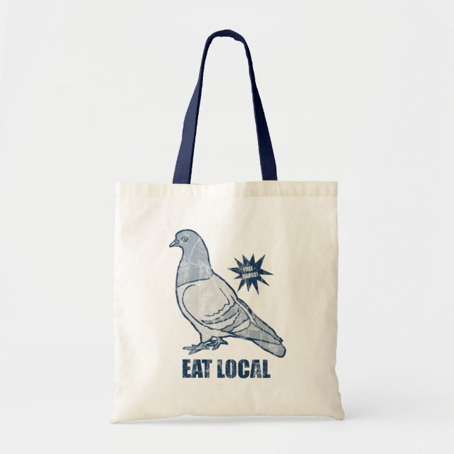 Eat Local, pigeon tote bag (Front)