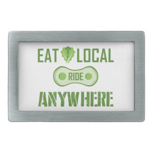 Eat Local, Ride Anywhere Rectangular Belt Buckle