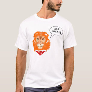 Eat Locals Funny Lion College Humor Cartoon T-Shirt