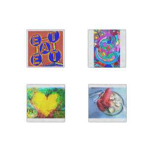 eat love heart lobster marble magnets