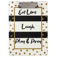 Eat love laugh play pray black gold dots poster