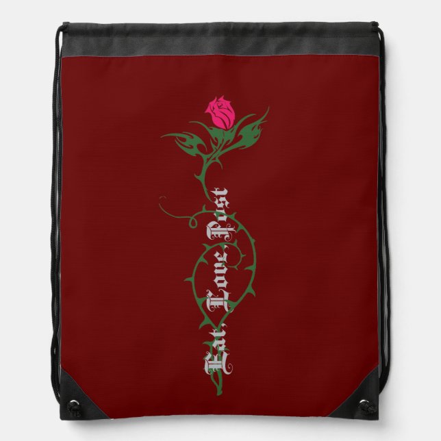 Eat, Love, Post Drawstring Backpack (Front)