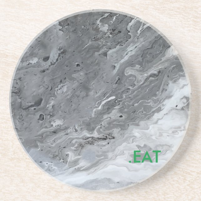 .EAT Marble  Gray  plate Drink Coaster (Front)