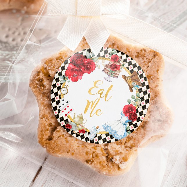 EAT ME Alice in Wonderland Tea Party Favors Classic Round Sticker (Creator Uploaded)