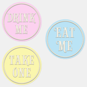 "Eat Me, Drink Me, Take One" Wonderland Tea Party Labels