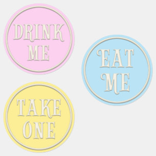 "Eat Me, Drink Me, Take One" Wonderland Tea Party Labels