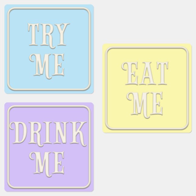 "Eat Me, Drink Me, Try Me" Wonderland Tea Party Labels (Group)