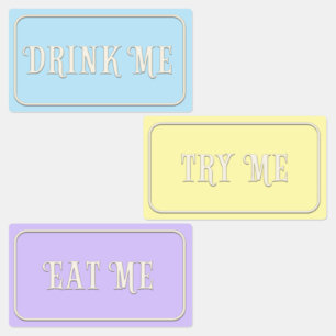 "Eat Me, Drink Me, Try Me" Wonderland Tea Party Labels