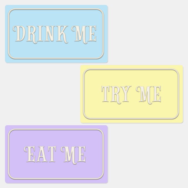 "Eat Me, Drink Me, Try Me" Wonderland Tea Party Labels (Group)