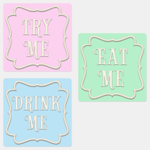 Eat Me Drink Me Try Me Wonderland Tea Party Labels