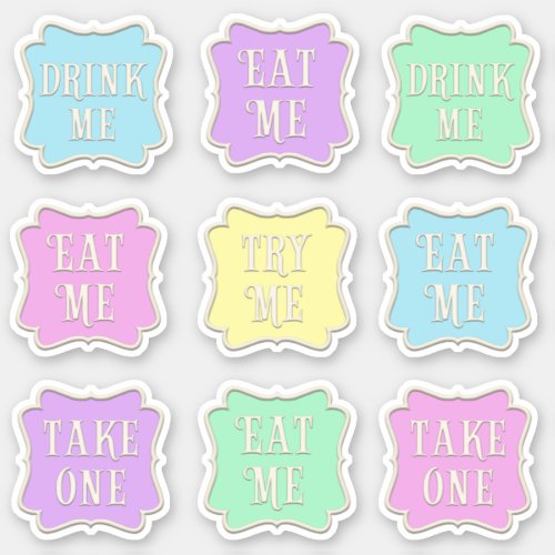 Eat Me Drink Me Wonderland Tea Party 9 Colors Sticker