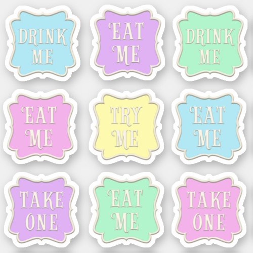 Eat Me Drink Me Wonderland Tea Party Colorful Sticker