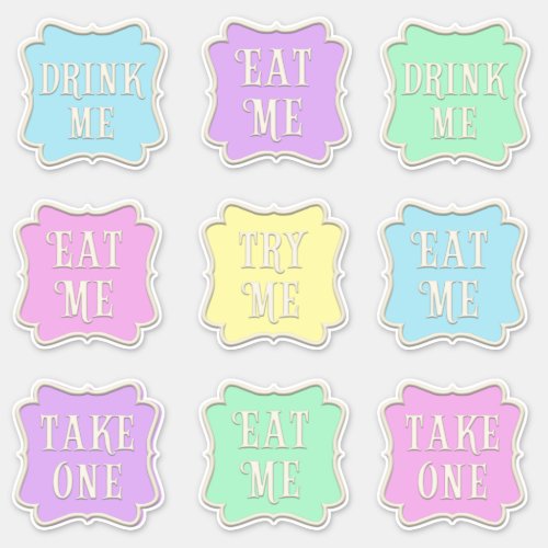 Eat Me Drink Me Wonderland Tea Party Colorful Sticker