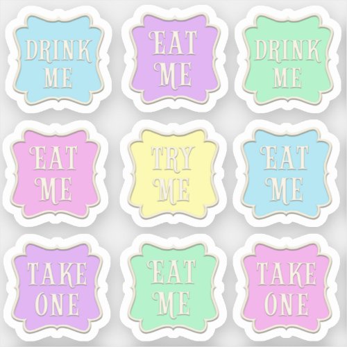 Eat Me Drink Me Wonderland Tea Party Pastel Sticker
