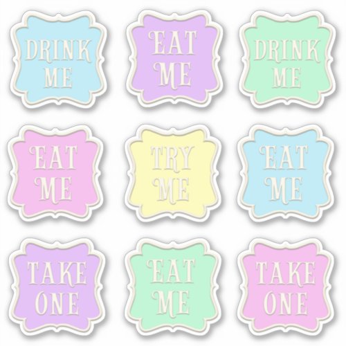 Eat Me Drink Me Wonderland Tea Party Pastel Sticker