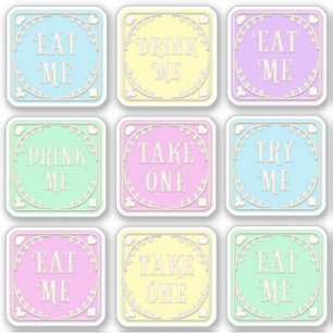 "Eat Me" "Drink Me" Wonderland Tea Party Whimsical Sticker