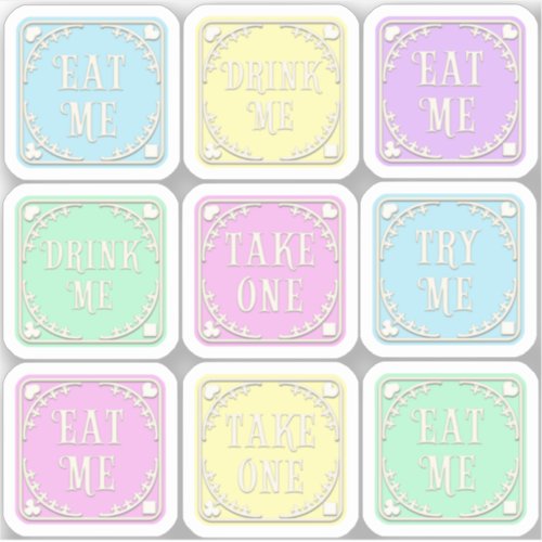 Eat Me Drink Me Wonderland Tea Party Whimsical Sticker