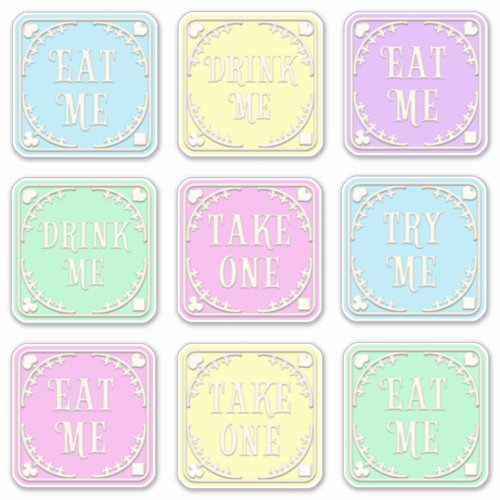 Eat Me Drink Me Wonderland Tea Party Whimsical Sticker