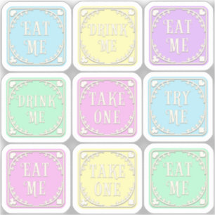 "Eat Me" "Drink Me" Wonderland Tea Party Whimsical Sticker