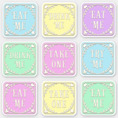 Eat Me Drink Me Wonderland Tea Party Whimsical Sticker
