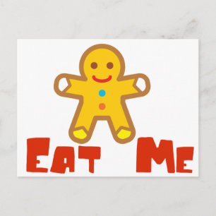 Eat me Gingerbread man Holiday Humor Postcard