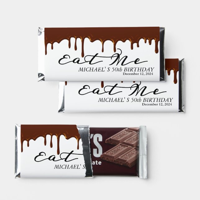 Eat Me Melted Chocolate Birthday Favor  Hershey Bar Favors (Front)
