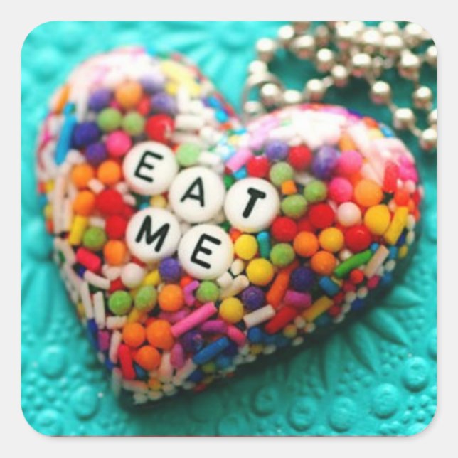 Eat me rainbow square sticker (Front)