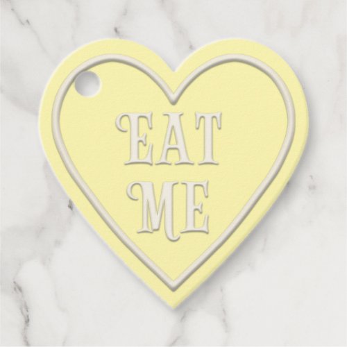 Eat Me Tea Party Yellow Heart Personalized Favor Tags