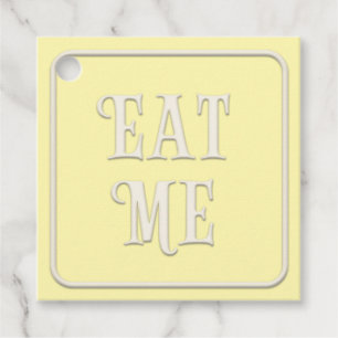 "Eat Me" Victorian Tea Party Pale Yellow Square Favor Tags
