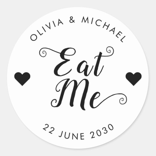 Eat Me Wedding Cake Cupcake Food Favor Classic Round Sticker