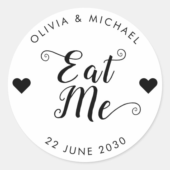 Eat Me Wedding Cake Cupcake Food Favor Classic Round Sticker (Front)