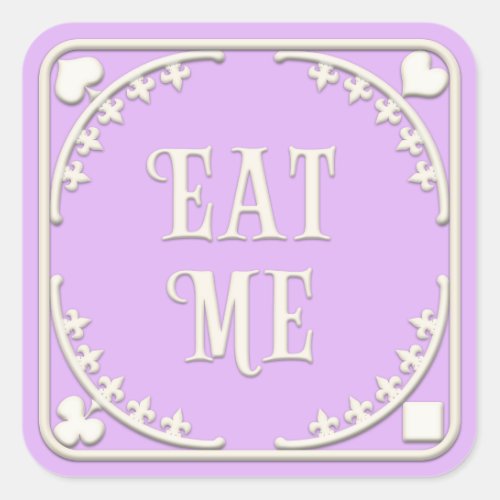 Eat Me Wonderland Tea Party Charming Purple Square Sticker