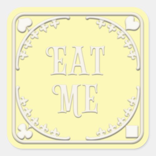 Eat Me Wonderland Tea Party Charming Yellow Square Sticker