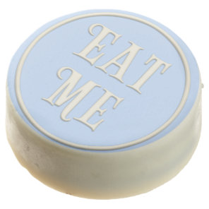 "Eat Me" Wonderland Tea Party Girly Pastel Blue Chocolate Covered Oreo