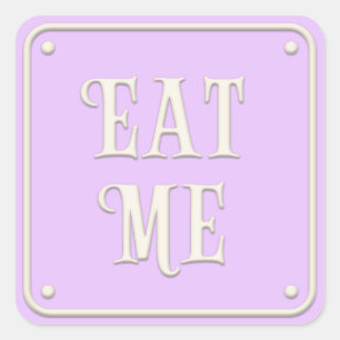 "Eat Me" Wonderland Tea Party Girly Purple Square Sticker