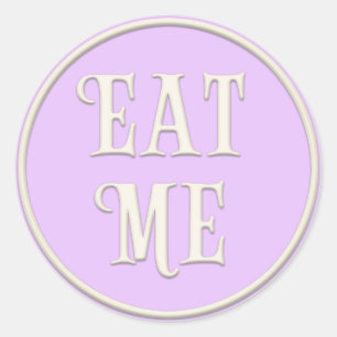 "Eat Me" Wonderland Tea Party Lavender Classic Round Sticker