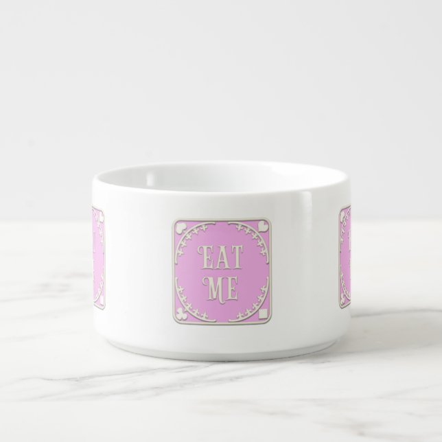 "Eat Me" Wonderland Tea Party Ornate Pink Emblem Bowl (Center)