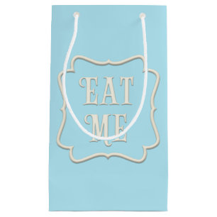 "Eat Me" Wonderland Tea Party Pastel Blue Small Gift Bag