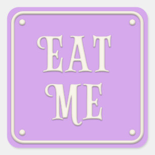 "Eat Me" Wonderland Tea Party Pastel Purple Square Sticker