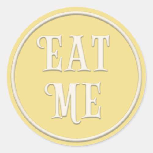 Eat Me Wonderland Tea Party Pastel Yellow Classic Round Sticker