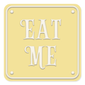 "Eat Me" Wonderland Tea Party Pastel Yellow Square Sticker