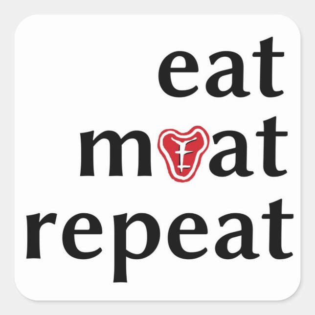 Eat meat repeat funny carnivore stickers (Front)
