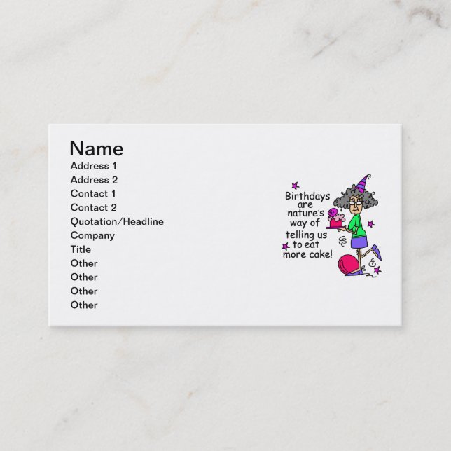 Eat More Cake Birthday Humor Business Card (Front)