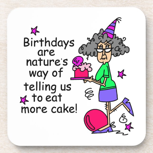 Eat More Cake Birthday Humor Coaster (Front)