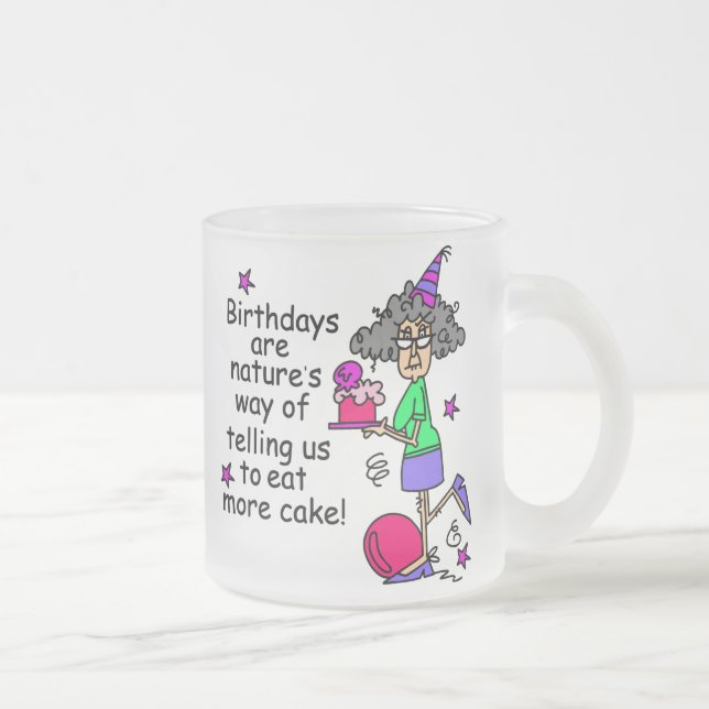 Eat More Cake Birthday Humor Frosted Glass Coffee Mug (Right)