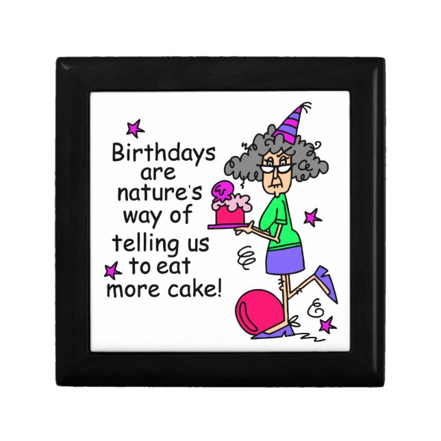 Eat More Cake Birthday Humor Jewelry Box (Front)